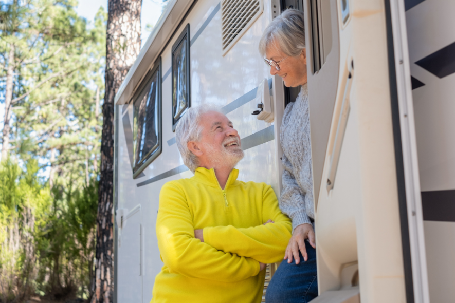 older couple enjoying RV