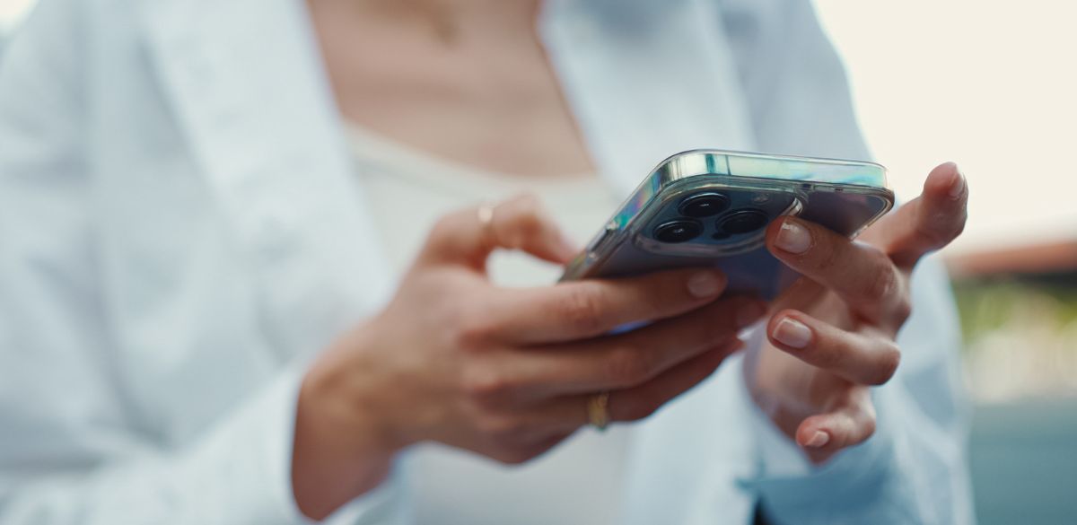 woman holding phone